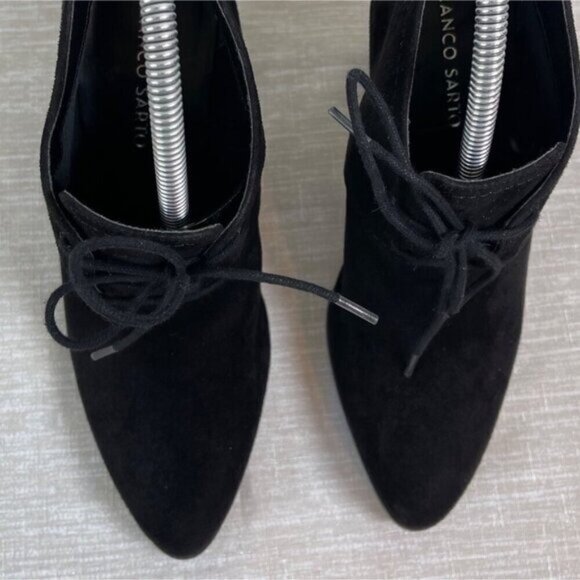 Franco Sarto Leandra Women’s Ankle Boot  Black Suede Lace-Up Block Heel Size 8.5 - Picture 2 of 8